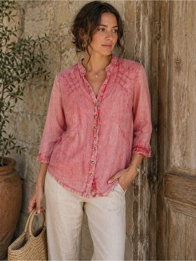 Linen Italian Boutique Blouse Pink Elisa Cavaletti